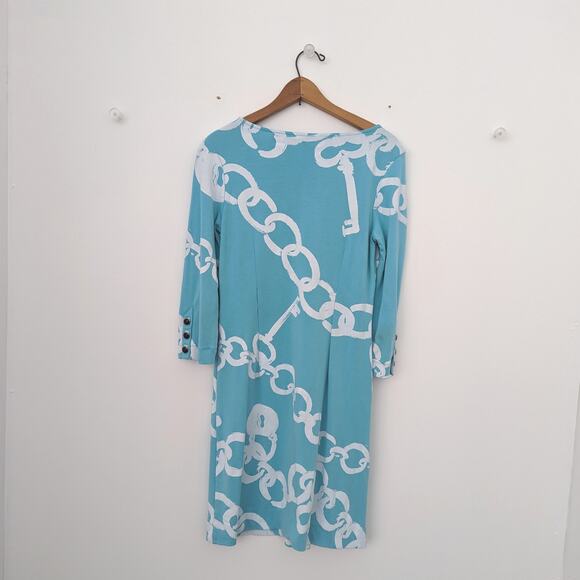 Lilly Pulitzer Dress Women's Size Small Blue Chain Jonah Blue Posh Ponte - Picture 4 of 8